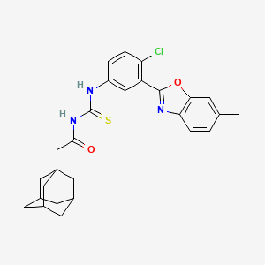 molecular formula C27H28ClN3O2S B12586941 N-{[4-chloro-3-(6-methyl-1,3-benzoxazol-2-yl)phenyl]carbamothioyl}-2-(tricyclo[3.3.1.1~3,7~]dec-1-yl)acetamide CAS No. 593238-63-2