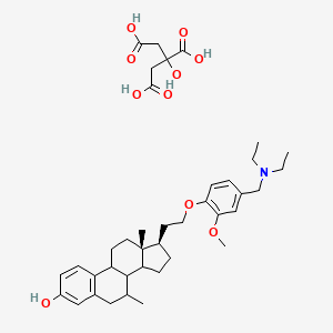 molecular formula C39H55NO10 B1258698 (7R,13R,17R)-17-[2-[4-(diethylaminomethyl)-2-methoxyphenoxy]ethyl]-7,13-dimethyl-6,7,8,9,11,12,14,15,16,17-decahydrocyclopenta[a]phenanthren-3-ol;2-hydroxypropane-1,2,3-tricarboxylic acid 