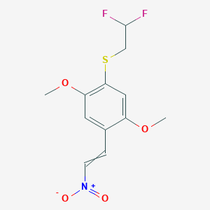 molecular formula C12H13F2NO4S B12587363 1-[(2,2-Difluoroethyl)sulfanyl]-2,5-dimethoxy-4-(2-nitroethenyl)benzene CAS No. 648957-23-7