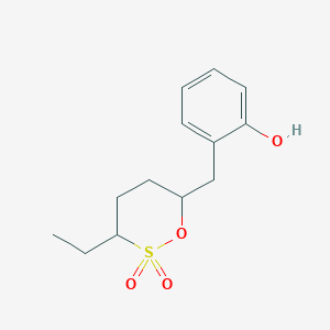 molecular formula C13H18O4S B12587603 Phenol, 2-[(3-ethyl-2,2-dioxido-1,2-oxathian-6-yl)methyl]- CAS No. 501644-38-8