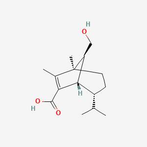 molecular formula C15H24O3 B1258763 (1R,4R,5S,8S)-8-(Hydroxymethyl)-1,7-dimethyl-4-propan-2-ylbicyclo[3.2.1]oct-6-ene-6-carboxylic acid 