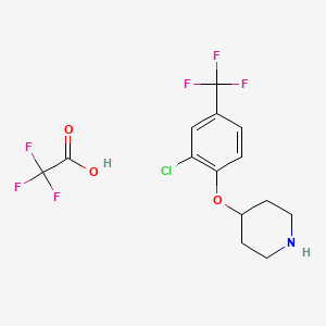 molecular formula C14H14ClF6NO3 B12587657 4-(2-chloro-4-trifluoromethylphenyloxy)piperidine TFA salt CAS No. 647014-08-2