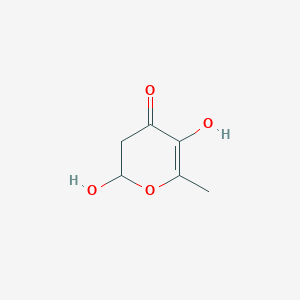 molecular formula C6H8O4 B1258771 4H-Pyran-4-one, 2,3-dihydro-2,5-dihydroxy-6-methyl- CAS No. 148843-51-0