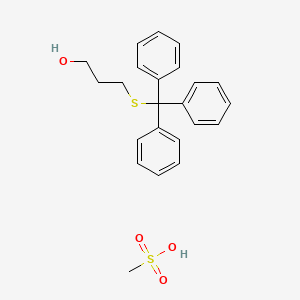 molecular formula C23H26O4S2 B12587719 Methanesulfonic acid--3-[(triphenylmethyl)sulfanyl]propan-1-ol (1/1) CAS No. 606975-95-5