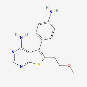 molecular formula C15H16N4OS B12587792 5-(4-Aminophenyl)-6-(2-methoxyethyl)thieno[2,3-d]pyrimidin-4-amine CAS No. 605660-77-3