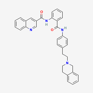 molecular formula C34H30N4O2 B1258789 N-[2-[[4-[2-(3,4-dihydro-1H-isoquinolin-2-yl)ethyl]phenyl]carbamoyl]phenyl]quinoline-3-carboxamide 