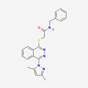 molecular formula C22H21N5OS B12587983 N-Benzyl-2-{[4-(3,5-dimethyl-1H-pyrazol-1-yl)-1-phthalazinyl]sulfanyl}acetamide 