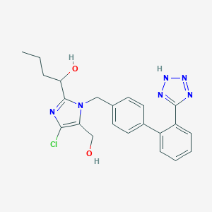 molecular formula C22H23ClN6O2 B125881 1-[4-chloro-5-(hydroxymethyl)-1-[[4-[2-(2H-tetrazol-5-yl)phenyl]phenyl]methyl]imidazol-2-yl]butan-1-ol CAS No. 141675-59-4