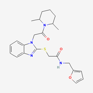 molecular formula C23H28N4O3S B12588121 2-({1-[2-(2,6-Dimethyl-1-piperidinyl)-2-oxoethyl]-1H-benzimidazol-2-yl}sulfanyl)-N-(2-furylmethyl)acetamide 