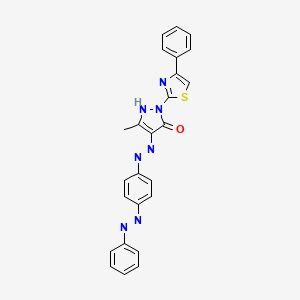 molecular formula C25H19N7OS B12588175 (4Z)-5-methyl-4-(2-{4-[(E)-phenyldiazenyl]phenyl}hydrazinylidene)-2-(4-phenyl-1,3-thiazol-2-yl)-2,4-dihydro-3H-pyrazol-3-one CAS No. 314290-39-6