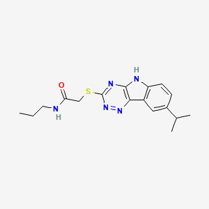 molecular formula C17H21N5OS B12588179 Acetamide,2-[[8-(isopropyl)-2H-1,2,4-triazino[5,6-B]indol-3-YL]thio]-N-propyl- 