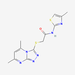 molecular formula C13H14N6OS2 B12588207 2-[(5,7-Dimethyl[1,2,4]triazolo[4,3-a]pyrimidin-3-yl)sulfanyl]-N-(4-methyl-1,3-thiazol-2-yl)acetamide 