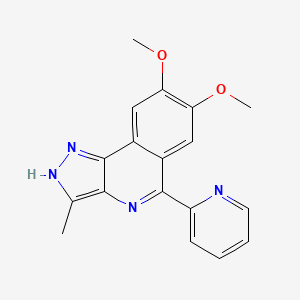molecular formula C18H16N4O2 B12588237 1H-Pyrazolo[4,3-c]isoquinoline, 7,8-dimethoxy-3-methyl-5-(2-pyridinyl)- CAS No. 645417-90-9
