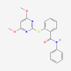 molecular formula C19H17N3O3S B12588308 2-[(4,6-Dimethoxypyrimidin-2-yl)sulfanyl]-N-phenylbenzamide CAS No. 877304-40-0