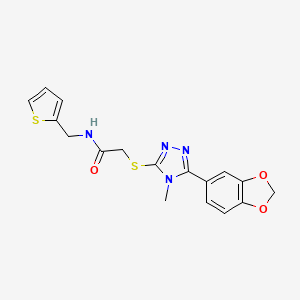 molecular formula C17H16N4O3S2 B12588334 2-{[5-(1,3-Benzodioxol-5-yl)-4-methyl-4H-1,2,4-triazol-3-yl]sulfanyl}-N-(2-thienylmethyl)acetamide 