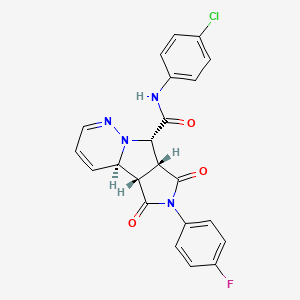 molecular formula C22H16ClFN4O3 B1258834 (3aR,4S,9aR,9bS)-N-(4-chlorophenyl)-2-(4-fluorophenyl)-1,3-dioxo-3a,4,9a,9b-tetrahydropyrrolo[1,2]pyrrolo[3,5-b]pyridazine-4-carboxamide 