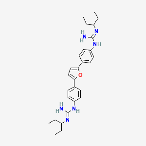 molecular formula C28H38N6O B12588351 2-pentan-3-yl-1-[4-[5-[4-[(N'-pentan-3-ylcarbamimidoyl)amino]phenyl]furan-2-yl]phenyl]guanidine CAS No. 648415-41-2
