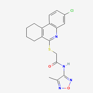 molecular formula C18H17ClN4O2S B12588352 2-(3-Chloro-7,8,9,10-tetrahydro-phenanthridin-6-ylsulfanyl)-N-(4-methyl-furazan-3-yl)-acetamide 