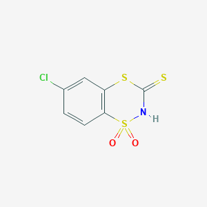 molecular formula C7H4ClNO2S3 B12588387 6-Chloro-3-sulfanylidene-2,3-dihydro-1H-1lambda~6~,4,2-benzodithiazine-1,1-dione CAS No. 642442-13-5