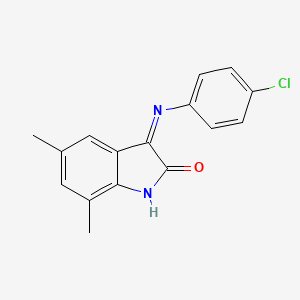 molecular formula C16H13ClN2O B12588398 2H-Indol-2-one, 3-[(4-chlorophenyl)imino]-1,3-dihydro-5,7-dimethyl- CAS No. 647013-19-2