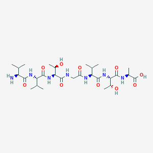 molecular formula C28H51N7O10 B12588570 L-Valyl-L-valyl-L-threonylglycyl-L-valyl-L-threonyl-L-alanine CAS No. 651292-06-7