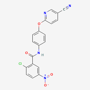 molecular formula C19H11ClN4O4 B12588621 Benzamide, 2-chloro-N-[4-[(5-cyano-2-pyridinyl)oxy]phenyl]-5-nitro- CAS No. 647853-03-0