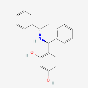 molecular formula C21H21NO2 B12588679 4-[(S)-Phenyl{[(1S)-1-phenylethyl]amino}methyl]benzene-1,3-diol CAS No. 878674-91-0