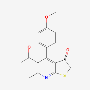 molecular formula C17H15NO3S B12588688 5-Acetyl-4-(4-methoxyphenyl)-6-methylthieno[2,3-b]pyridin-3(2H)-one CAS No. 647828-98-6