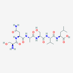 molecular formula C24H43N7O10 B12588700 L-Seryl-L-asparaginyl-L-alanyl-L-seryl-L-valyl-L-leucine CAS No. 628715-80-0