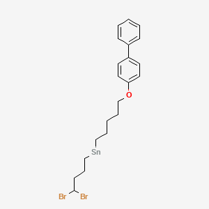 molecular formula C21H26Br2OSn B12588731 {5-[([1,1'-Biphenyl]-4-yl)oxy]pentyl}(4,4-dibromobutyl)stannane CAS No. 648930-70-5