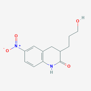 molecular formula C12H14N2O4 B12588763 3-(3-Hydroxypropyl)-6-nitro-3,4-dihydroquinolin-2(1H)-one CAS No. 651315-51-4