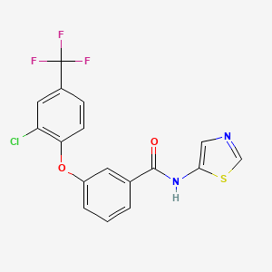 molecular formula C17H10ClF3N2O2S B12588939 Benzamide, 3-[2-chloro-4-(trifluoromethyl)phenoxy]-N-5-thiazolyl- CAS No. 647858-71-7
