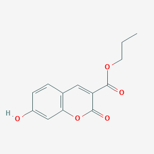 molecular formula C13H12O5 B12589060 2H-1-Benzopyran-3-carboxylic acid, 7-hydroxy-2-oxo-, propyl ester CAS No. 579501-21-6