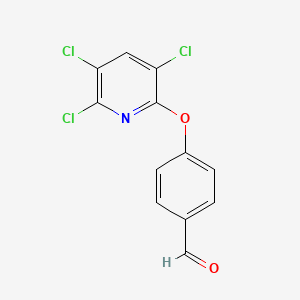 molecular formula C12H6Cl3NO2 B12589165 Benzaldehyde, 4-[(3,5,6-trichloro-2-pyridinyl)oxy]- CAS No. 642982-66-9