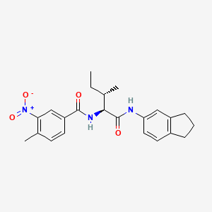 molecular formula C23H27N3O4 B12589249 N-(2,3-Dihydro-1H-inden-5-yl)-N~2~-(4-methyl-3-nitrobenzoyl)isoleucinamide 