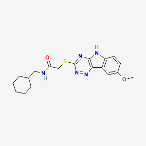 molecular formula C19H23N5O2S B12589261 Acetamide,N-(cyclohexylmethyl)-2-[(8-methoxy-2H-1,2,4-triazino[5,6-B]indol-3-YL)thio]- 