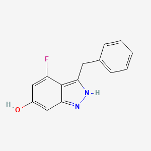 molecular formula C14H11FN2O B12589372 4-fluoro-3-(phenylmethyl)-1H-Indazol-6-ol CAS No. 874984-98-2