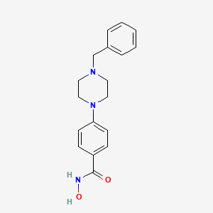 molecular formula C18H21N3O2 B12589433 Benzamide, N-hydroxy-4-[4-(phenylmethyl)-1-piperazinyl]- CAS No. 603985-81-5