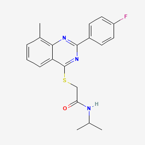 molecular formula C20H20FN3OS B12589575 2-{[2-(4-Fluorophenyl)-8-methyl-4-quinazolinyl]sulfanyl}-N-isopropylacetamide 