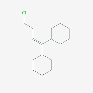 molecular formula C16H27Cl B12589621 Cyclohexane, 1,1'-(4-chloro-1-butenylidene)bis- CAS No. 602328-97-2