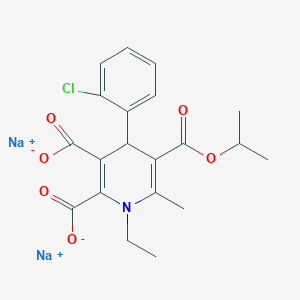 molecular formula C20H20ClNNa2O6 B1258971 disodium;4-(2-chlorophenyl)-1-ethyl-6-methyl-5-propan-2-yloxycarbonyl-4H-pyridine-2,3-dicarboxylate CAS No. 114290-51-6