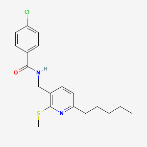 molecular formula C19H23ClN2OS B12589846 Benzamide, 4-chloro-N-[[2-(methylthio)-6-pentyl-3-pyridinyl]methyl]- CAS No. 647011-41-4