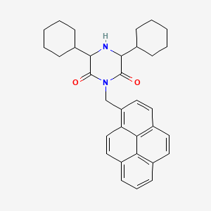 molecular formula C33H36N2O2 B12589902 3,5-Dicyclohexyl-1-[(pyren-1-YL)methyl]piperazine-2,6-dione CAS No. 872725-65-0