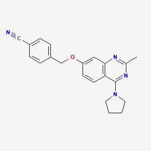 molecular formula C21H20N4O B12589939 Benzonitrile, 4-[[[2-methyl-4-(1-pyrrolidinyl)-7-quinazolinyl]oxy]methyl]- CAS No. 646450-56-8