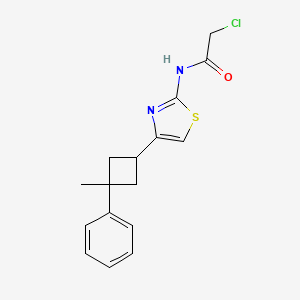 molecular formula C16H17ClN2OS B12590056 Acetamide, 2-chloro-N-[4-(3-methyl-3-phenylcyclobutyl)-2-thiazolyl]- CAS No. 646997-61-7