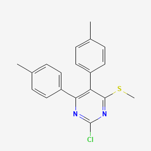 molecular formula C19H17ClN2S B12590074 Pyrimidine, 2-chloro-4,5-bis(4-methylphenyl)-6-(methylthio)- CAS No. 651316-37-9