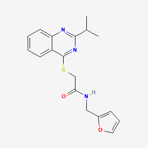 molecular formula C18H19N3O2S B12590103 N-(2-Furylmethyl)-2-[(2-isopropyl-4-quinazolinyl)sulfanyl]acetamide 