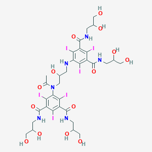 molecular formula C33H42I6N6O14 B125903 5-(Acetyl(3-((3,5-bis((2,3-dihydroxypropyl)carbamoyl)-2,4,6-triiodophenyl)amino)-2-hydroxypropyl)amino)-N,N'-bis(2,3-dihydroxypropyl)-2,4,6-triiodobenzene-1,3-dicarboxamide CAS No. 171897-74-8