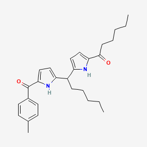 molecular formula C28H36N2O2 B12590355 1-(5-{1-[5-(4-Methylbenzoyl)-1H-pyrrol-2-YL]hexyl}-1H-pyrrol-2-YL)hexan-1-one CAS No. 874948-38-6