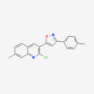 molecular formula C20H15ClN2O B12590484 Quinoline, 2-chloro-7-methyl-3-[3-(4-methylphenyl)-5-isoxazolyl]- CAS No. 650637-63-1